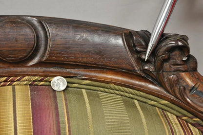 Antique Eastlake Victorian Carved Rosewood Parlor Balloon Back Arm Chair
