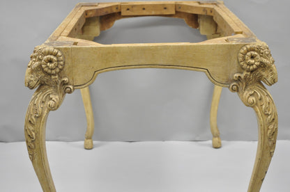 Vintage Italian Regency Rams Head Carved Hoof Foot Console Table Base