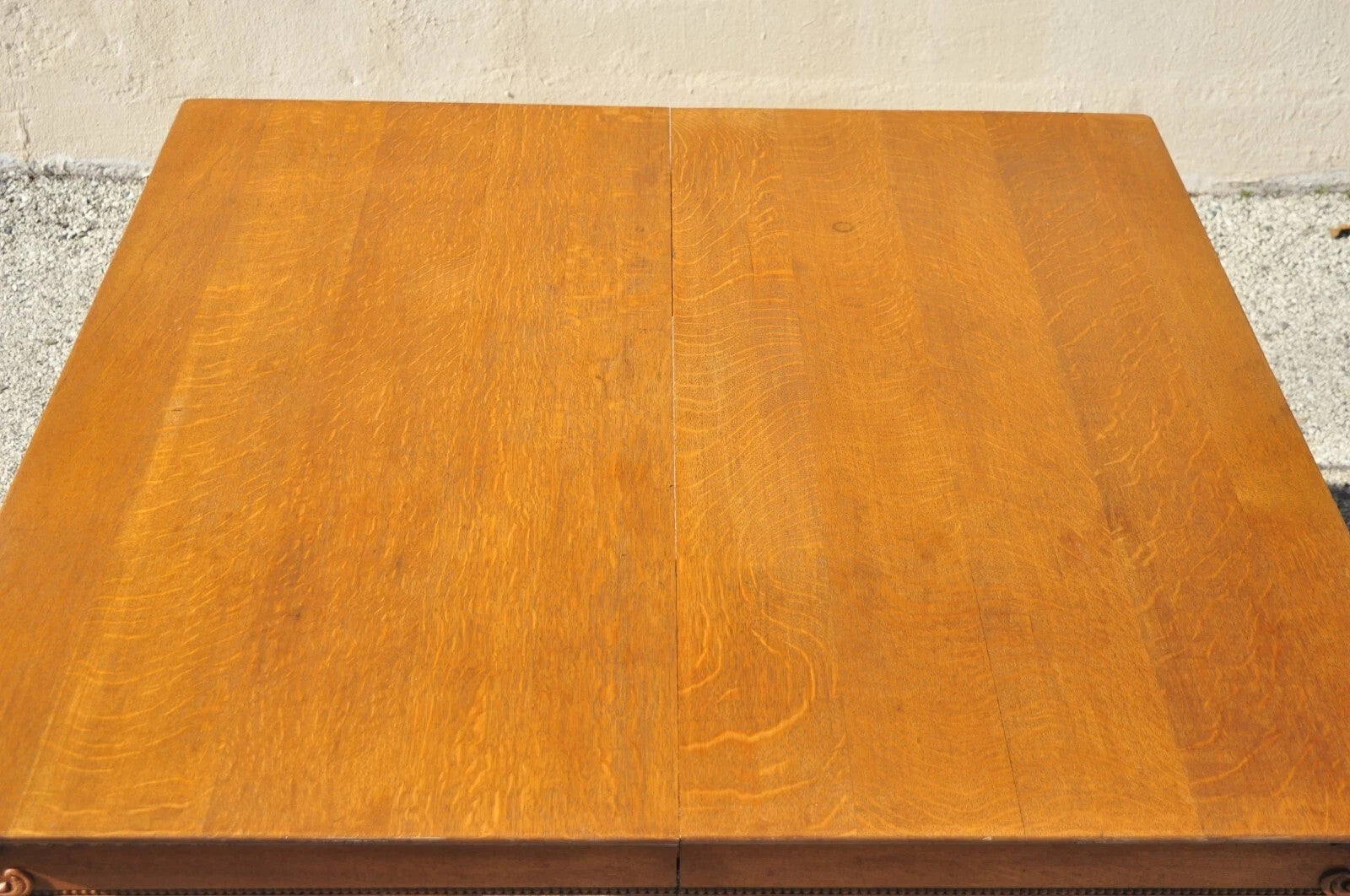 Antique Victorian Quarter Sawn Golden Oak 48" Square Dining Table with 2 Leaves