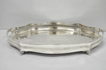 Vintage William Adams Sheffield England Edwardian Silver Plated Scalloped Tray