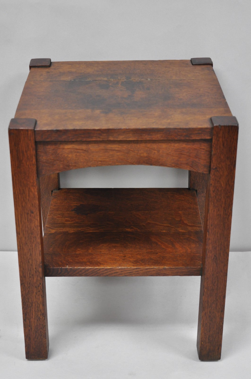 Antique Arts & Crafts Mission Oak Stickley Style 2 Tier Plant Stand Side Table