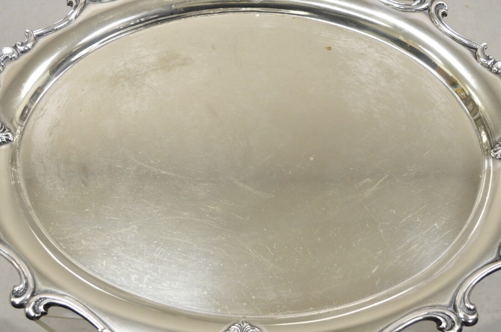 Vintage Miyata English Victorian Silver Plated Oval Floral Repousse Platter Tray