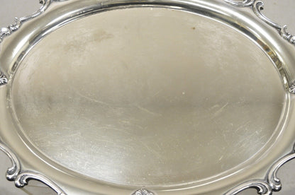 Vintage Miyata English Victorian Silver Plated Oval Floral Repousse Platter Tray