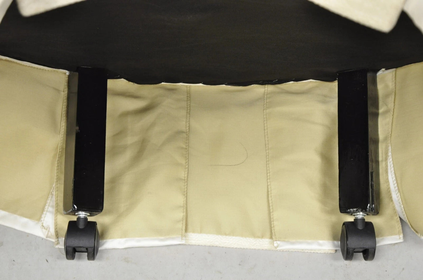 Decorator Modern Beige Upholstered Button Tufted Skirted 35" Round Ottoman