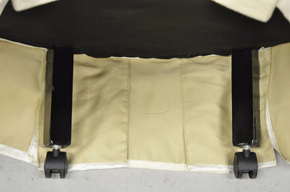 Decorator Modern Beige Upholstered Button Tufted Skirted 35" Round Ottoman