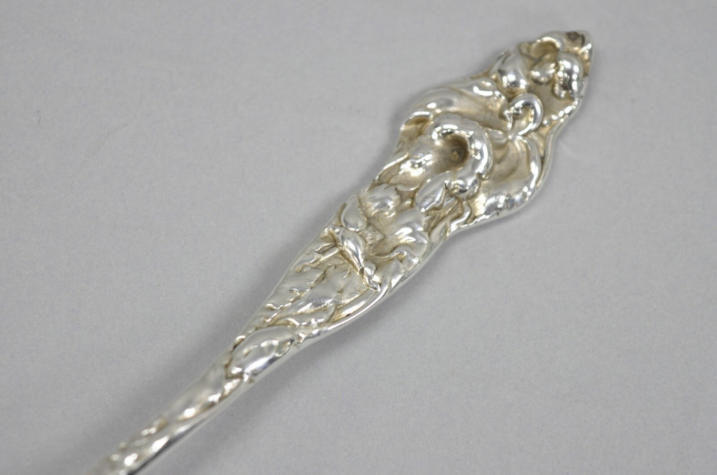 Antique Art Nouveau Sterling Silver Tomato Server with Floral Repousse