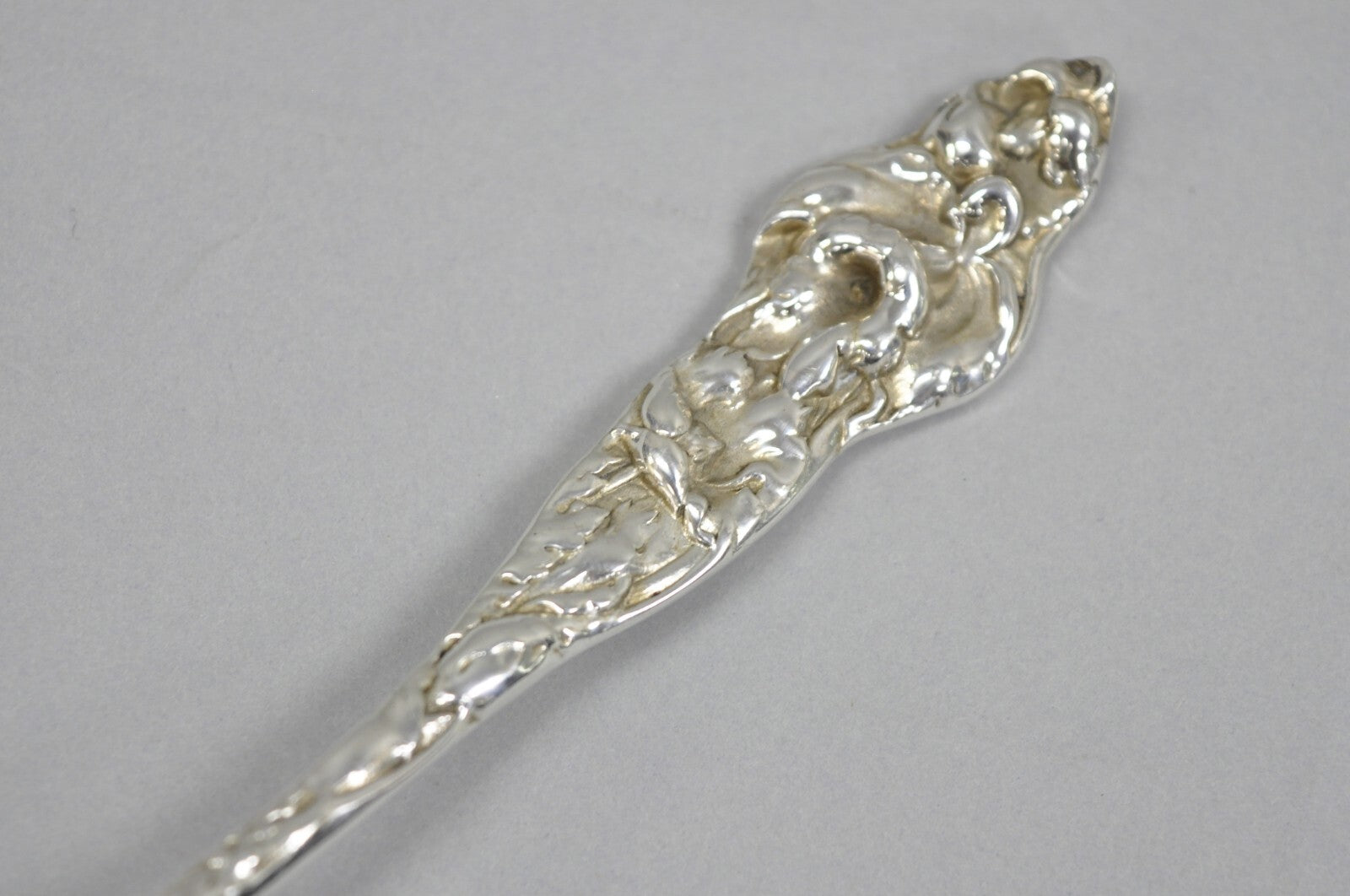 Antique Art Nouveau Sterling Silver Tomato Server with Floral Repousse