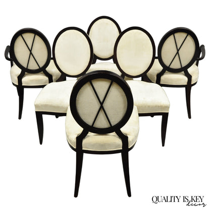 Barbara Barry for Baker Oval X-Back Mahogany Stain Dining Chairs - Set of 6