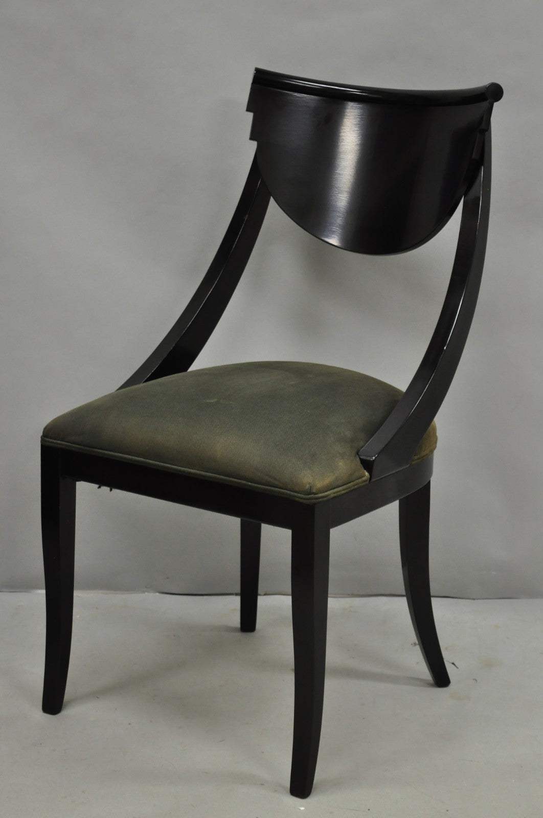 Pietro Constantini Italian Regency Black Lacquer Klismos Dining Chairs Set of 4