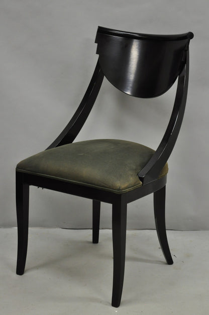 Pietro Constantini Italian Regency Black Lacquer Klismos Dining Chairs Set of 4