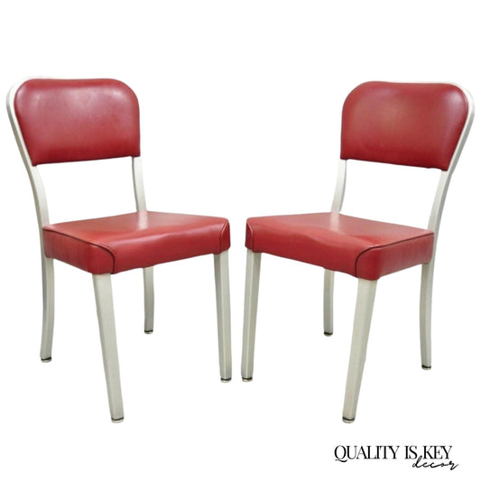 Vintage General Fireproofing GoodForm Aluminum Red Vinyl Side Chairs - a Pair