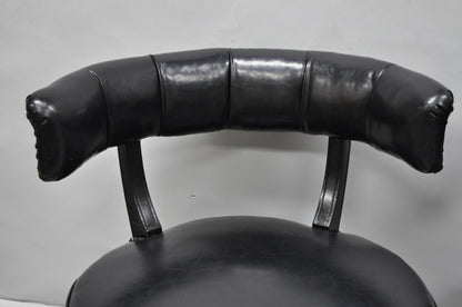 Vintage Mid Century Modern Low Black Barrel Back Lounge Club Chairs - a Pair