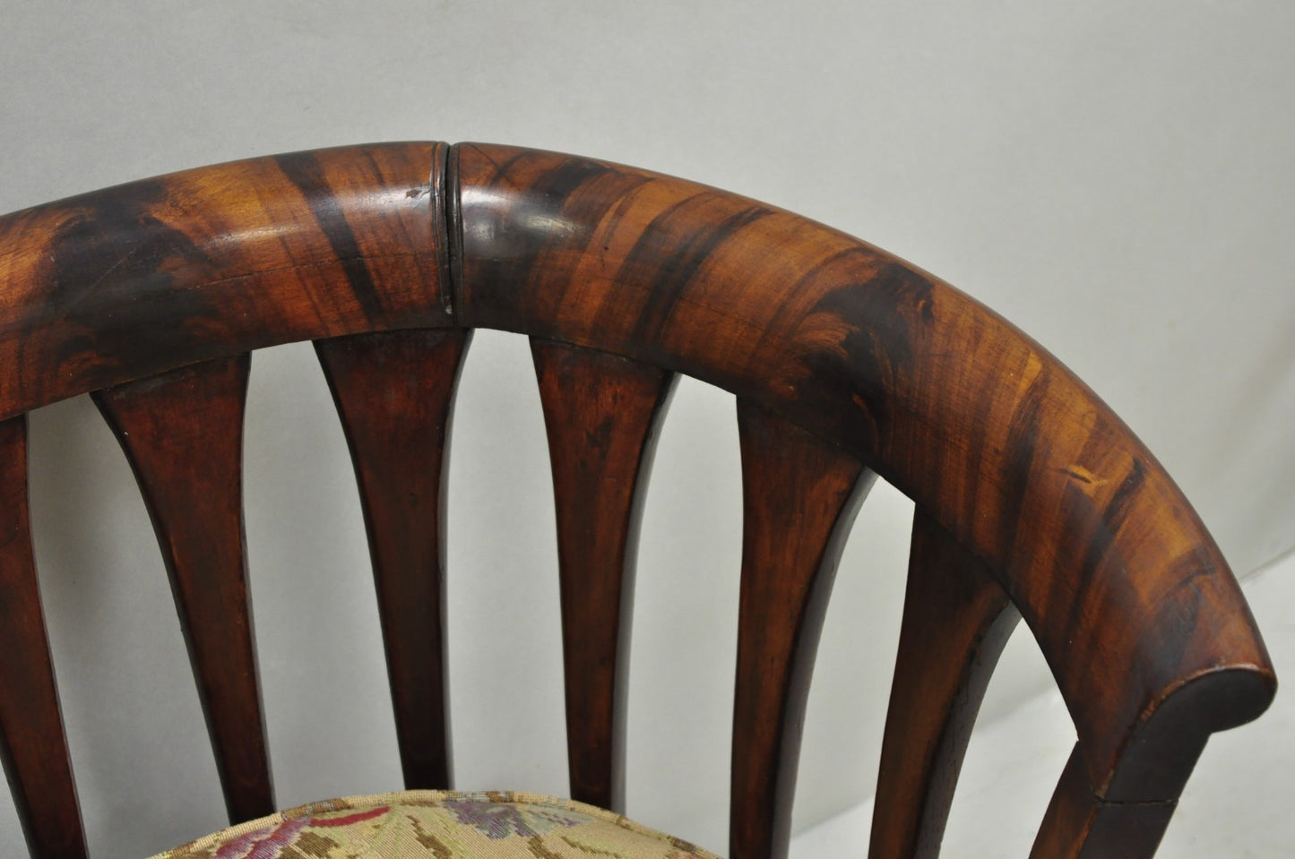 Antique Victorian Carved Mahogany Paw Foot Barrel Back Settee Loveseat Sofa