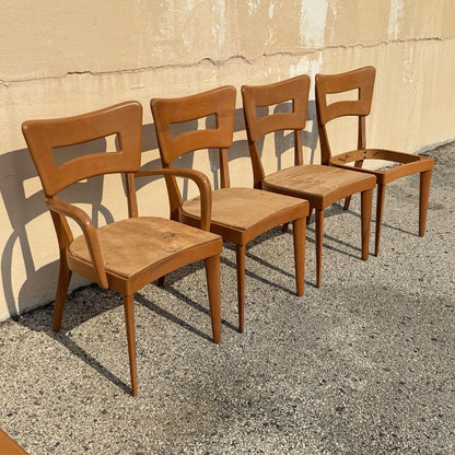 Vintage Heywood Wakefield MCM Dog Bone Maple Dining Room Chairs - Set of 4