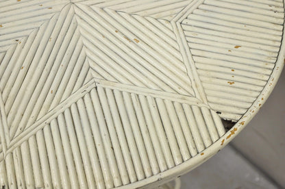 Antique Victorian Arts & Crafts Bentwood Wicker Rattan White Accent Side Table