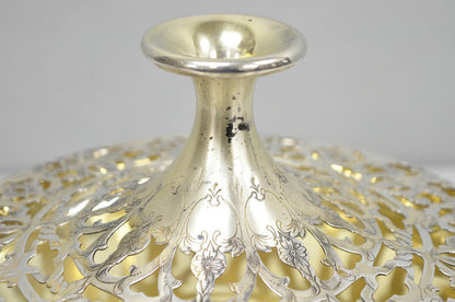 Vintage Victorian Silver Plated Flower Frog Flower Arranger Vase w Pedestal Base