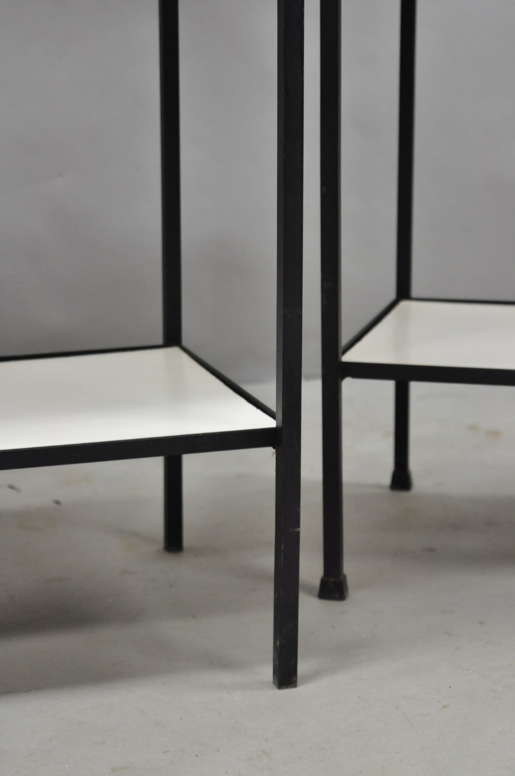 Vintage Mid Century Modern Narrow Arched Wrought Iron Etagere Bookcase - a Pair