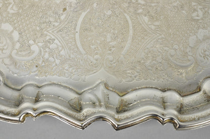 Vintage Kent Silversmiths Scalloped Silver Plated Serving Tray Trinket Dish