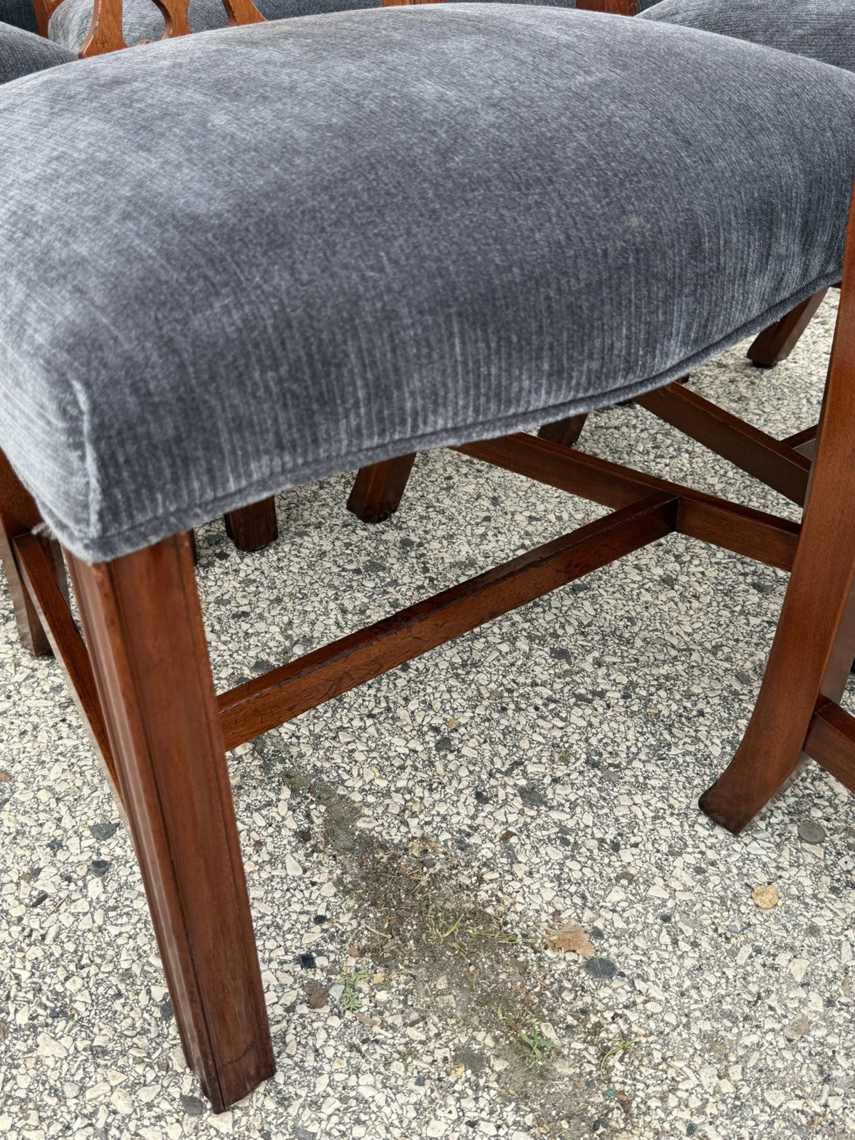 Antique Chippendale Style Mahogany Carved Fretwork Dining Chairs - Set of 10
