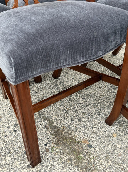 Antique Chippendale Style Mahogany Carved Fretwork Dining Chairs - Set of 10