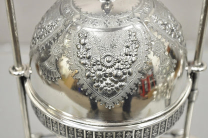 Antique Meriden Co Victorian Silver Plated Round Dome Covered Butler Butter Dish