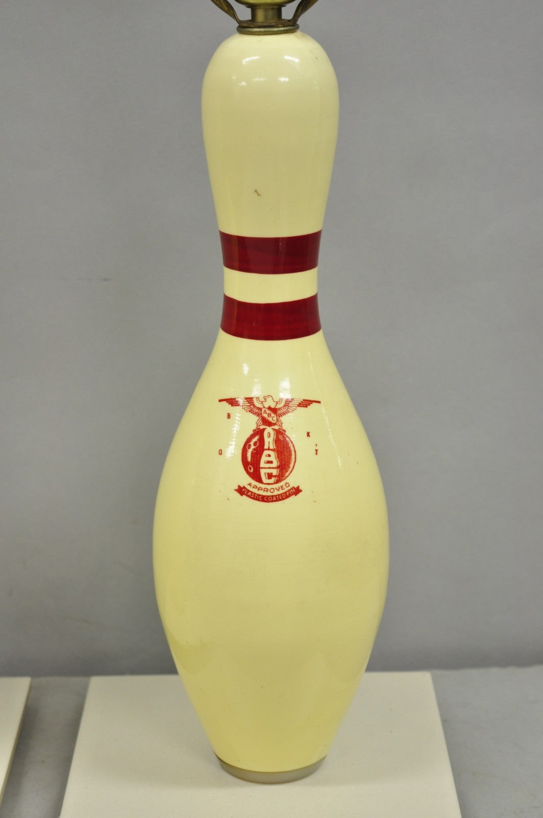Vintage Mid Century Modern Bowling Pin Man Cave Game Room Table Lamps - a Pair