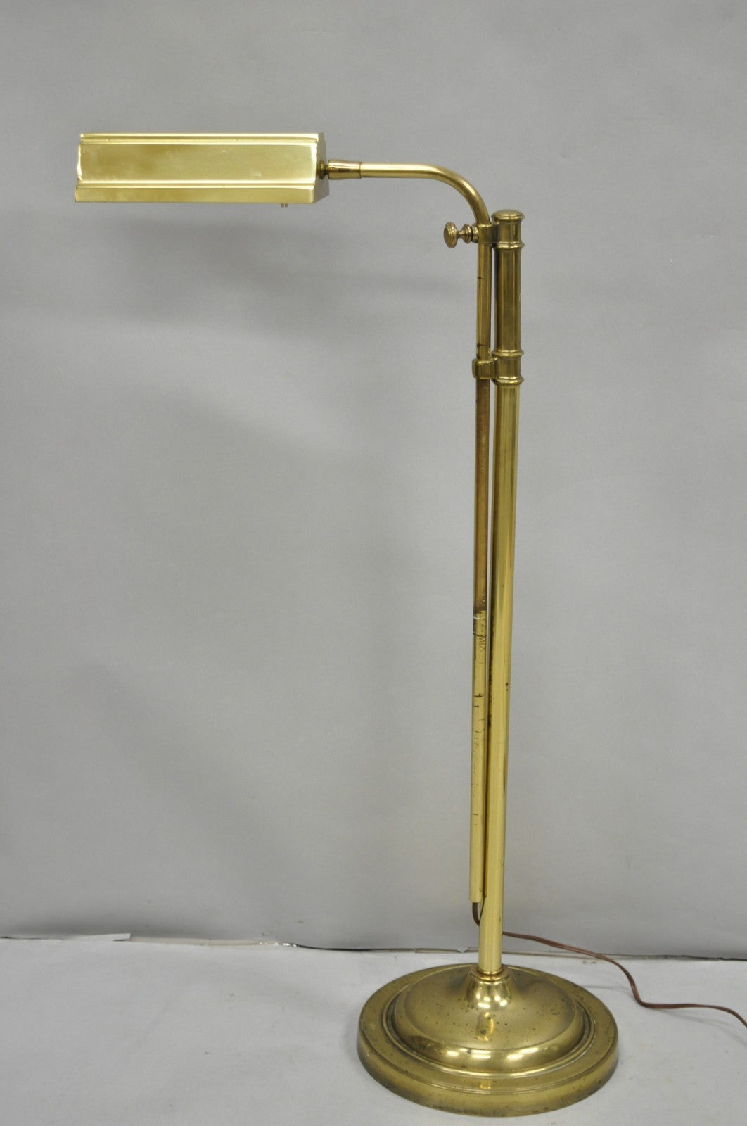 Vintage Mid Century Modern Brass Adjustable Task Pharmacy Reading Floor Lamp