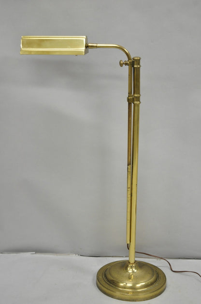 Vintage Mid Century Modern Brass Adjustable Task Pharmacy Reading Floor Lamp