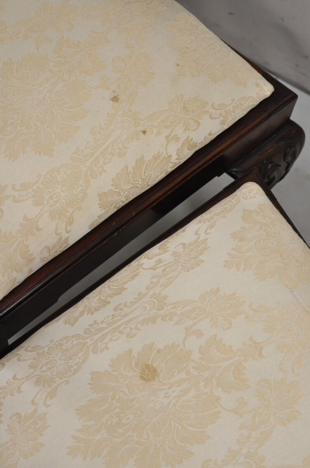 English Chippendale Style Carved Mahogany Ball & Claw Dining Side Chairs - Pair