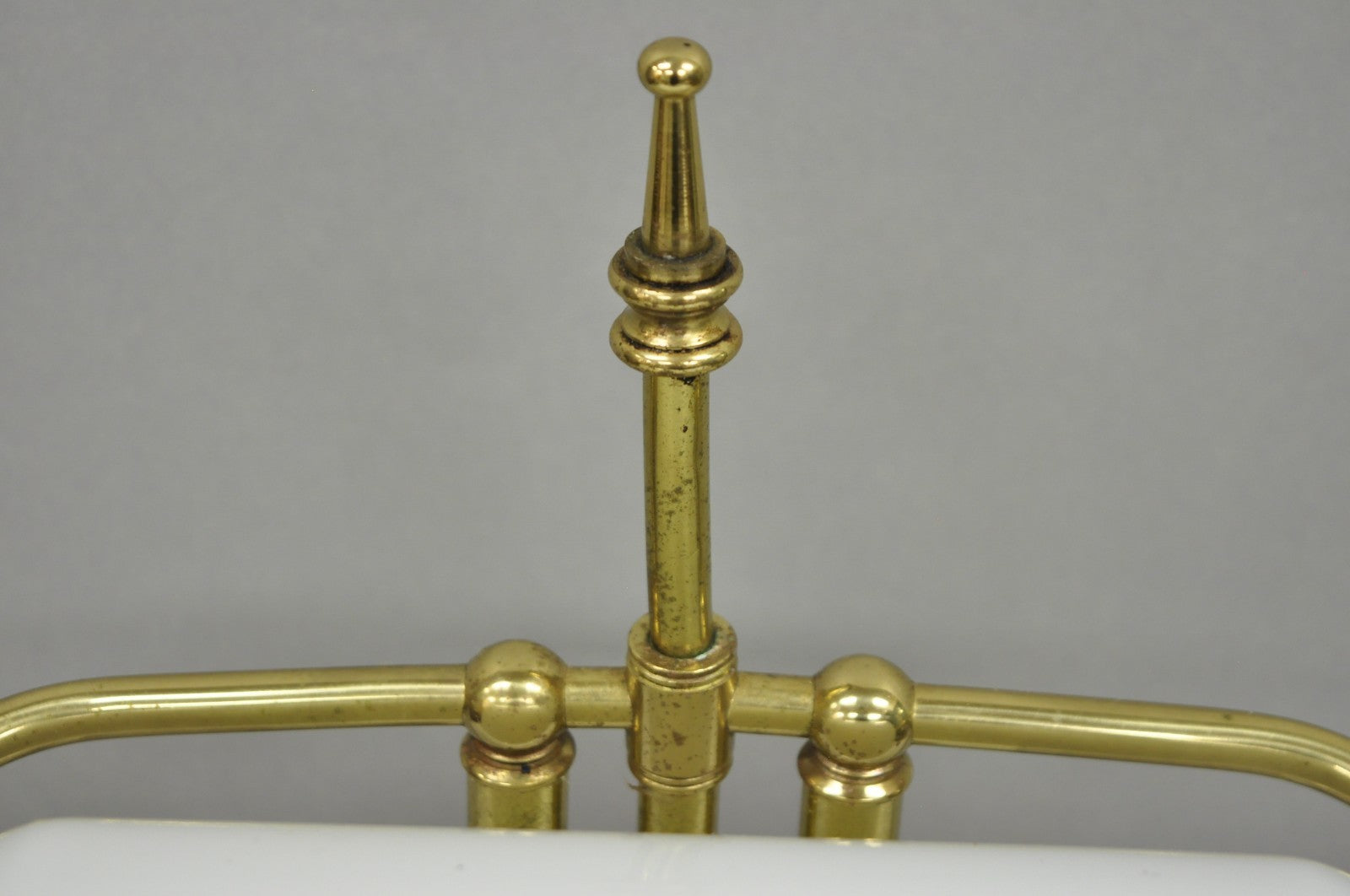 Vintage Mid Century Modern Art Deco Marble & Brass Bankers Desk Lamp w/ Shade