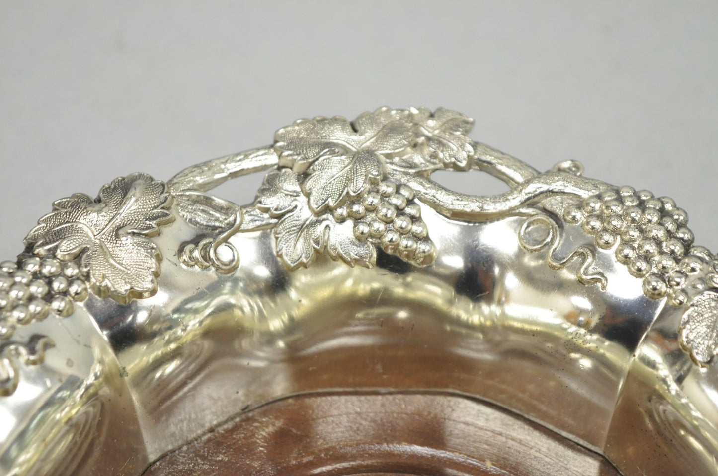 Vintage English Victorian Silver Plated Grapevine Repousse Wine Bottle Coaster