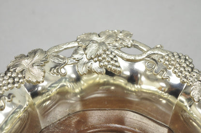 Vintage English Victorian Silver Plated Grapevine Repousse Wine Bottle Coaster