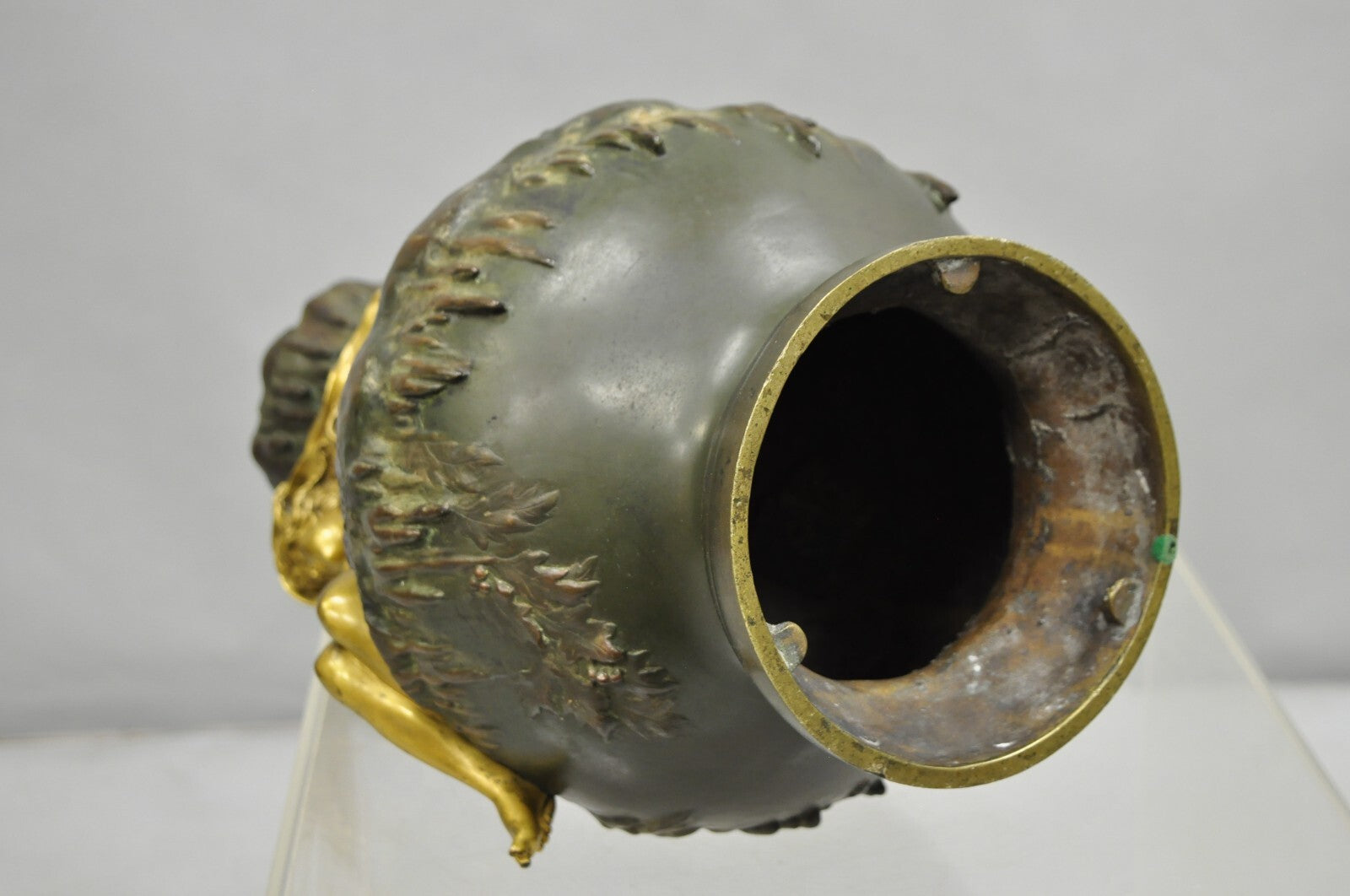 Charles Georges Ferville-Suan French Art Nouveau Gold Gilt Patinated Bronze Vase