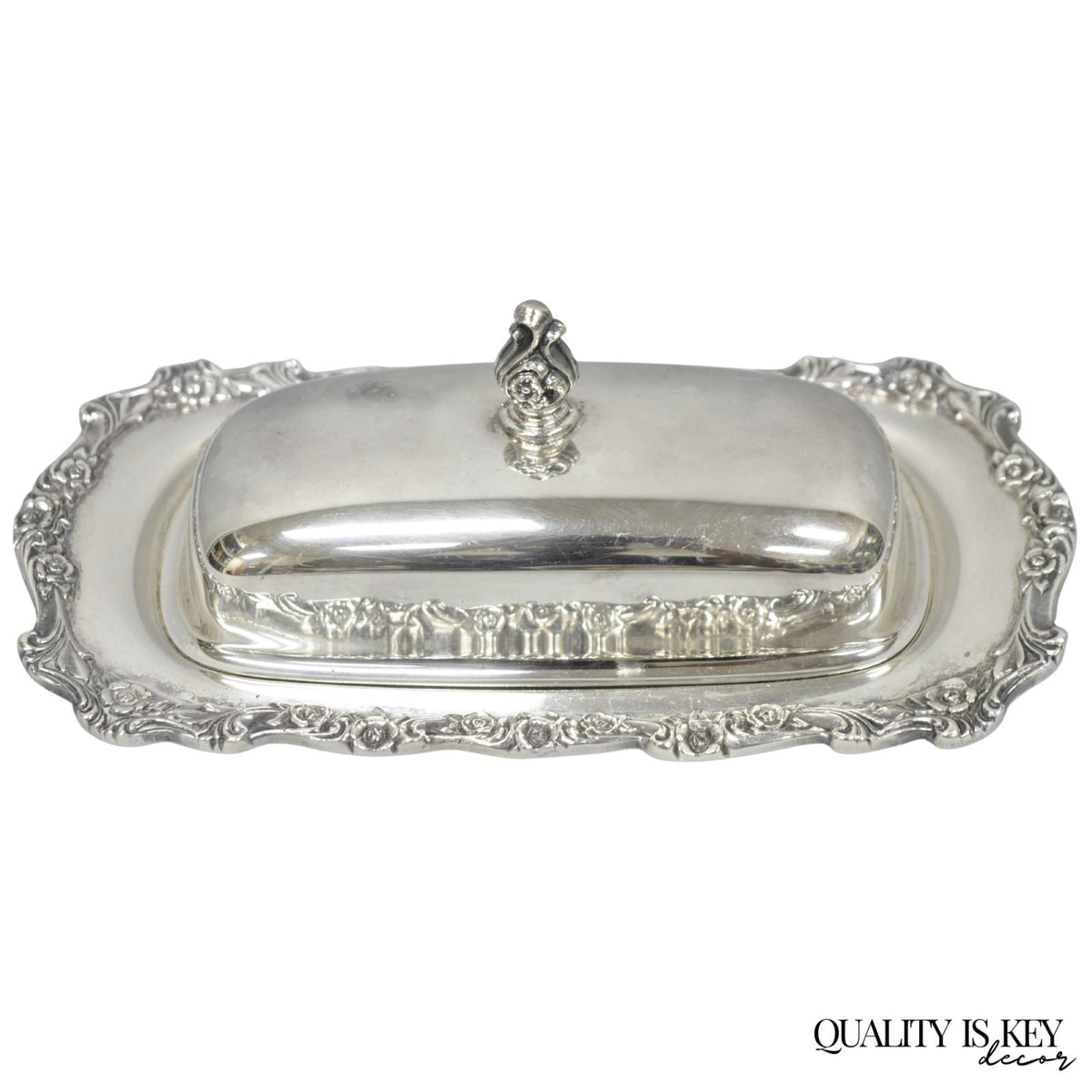 Vintage International Silver Countess Silver Plated Covered Butter Dish