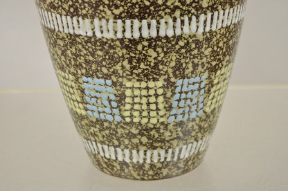 Vintage German Mid Century Modern Brown Blue Yellow Vase attr. Carstens Keramik