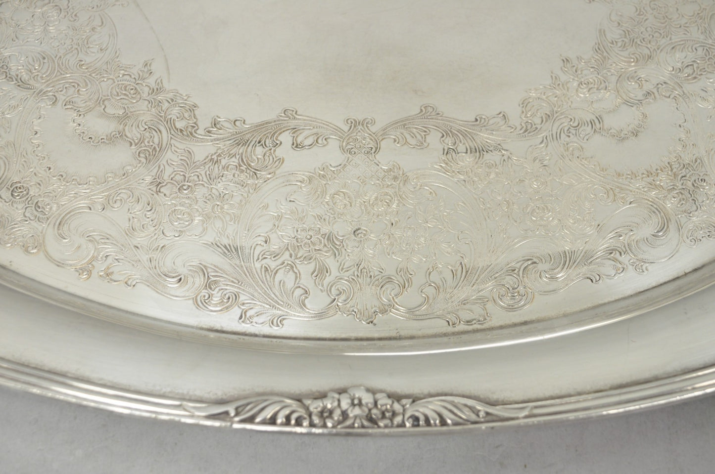 1847 Rogers Bros Eternally Yours Silver Plated Oval Serving Platter Butlers Tray