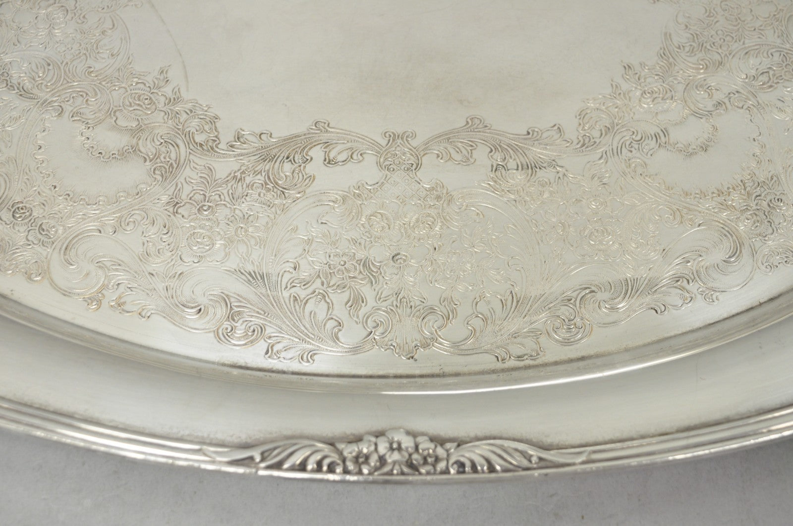 1847 Rogers Bros Eternally Yours Silver Plated Oval Serving Platter Butlers Tray