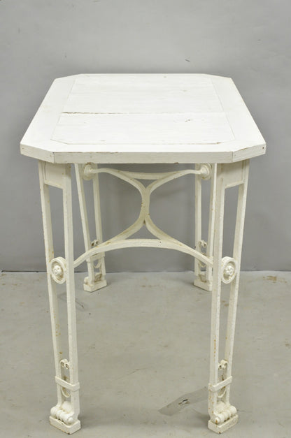 Antique Gothic Renaissance Wrought Iron Stretcher Base Potting Side Table (A)