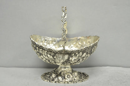 Antique Victorian Japanese Silver Plated Rose Flower Repousse Nut Bowl Dish