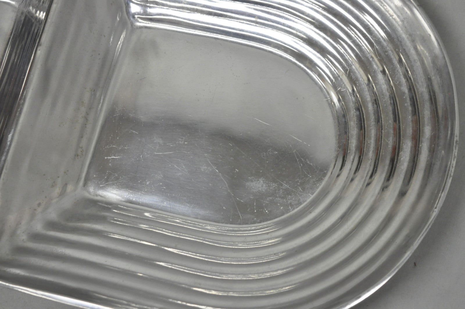Vintage Mid Century Modern Art Deco Cast Aluminum 2 Section Serving Dish Platter