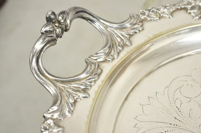 Vintage English Sheffield Silver Plated Oval Maple Leaf Serving Platter Tray