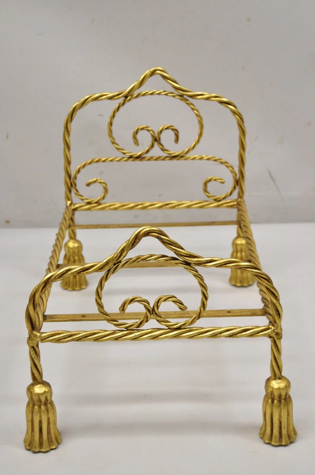 Vintage Italian Hollywood Regency Iron Tassel Frame Pet Cat Dog Bed or Doll Bed