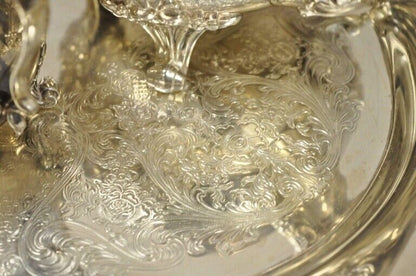 Wilcox International Silver Co Silver Plated Tea Set w/ Serving Tray - 5 pc Set