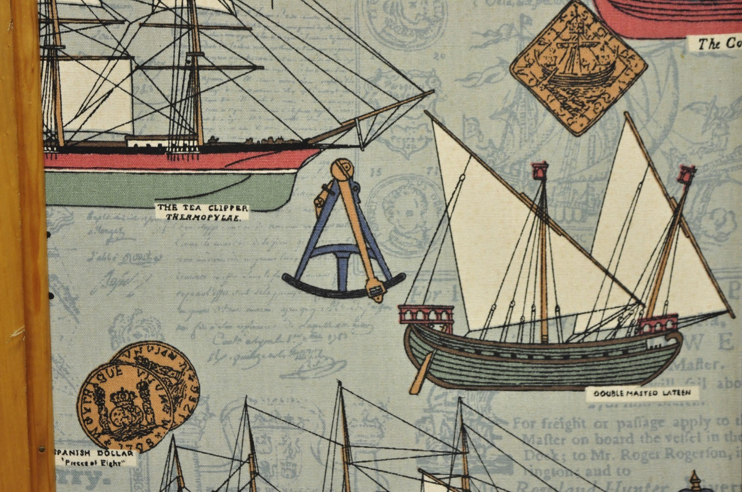 Vintage Nautical Custom Viking Clipper Ship Fabric Room Divider Dressing Screen