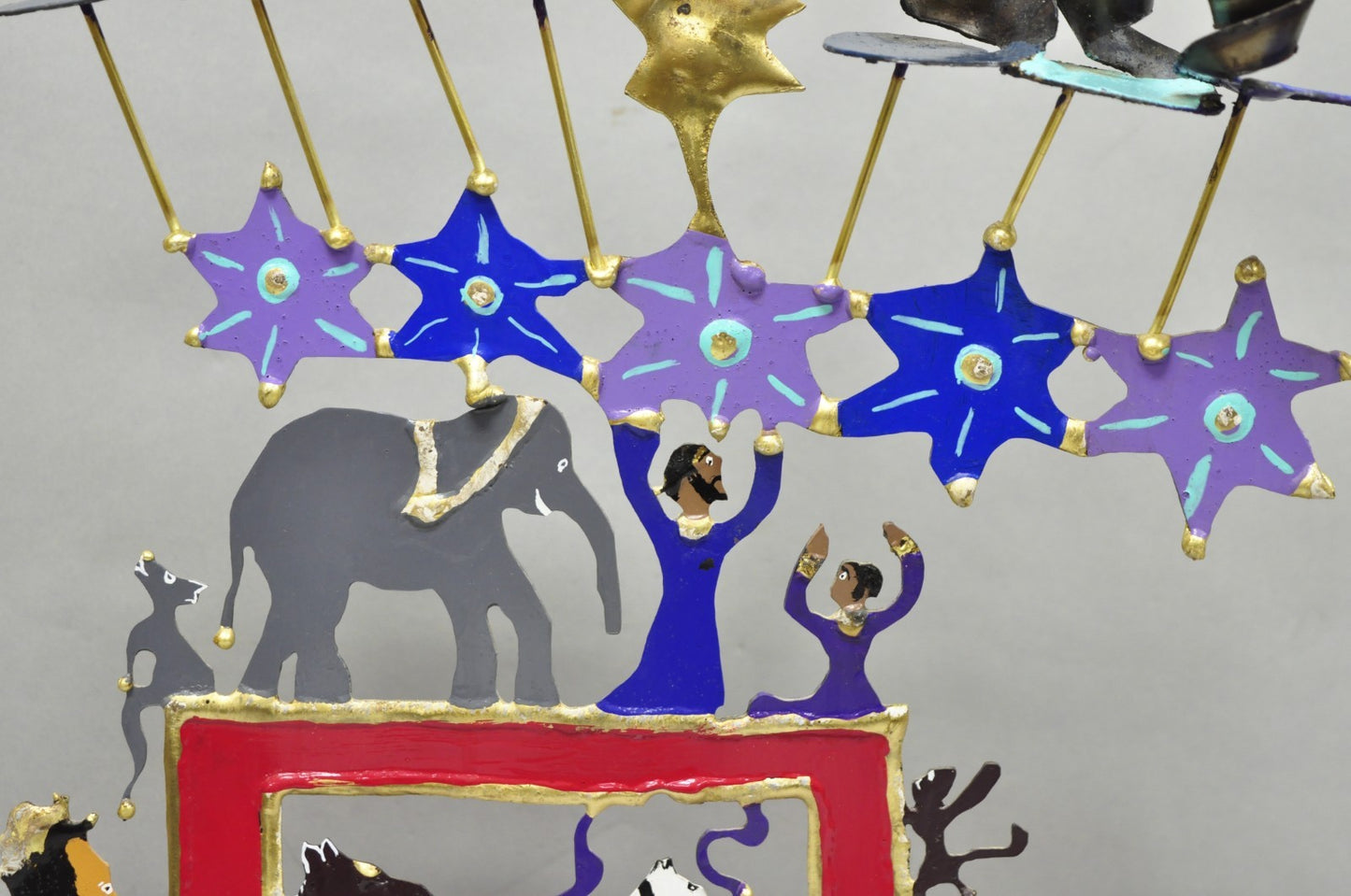 Modern Noah's Ark Cut Steel Judaica Art Hannukah Menorah Candelabra Sculpture