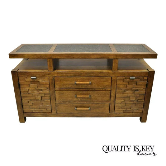 Schnadig Home Collections River Run Oak Sideboard Buffet Credenza w/ Granite Top