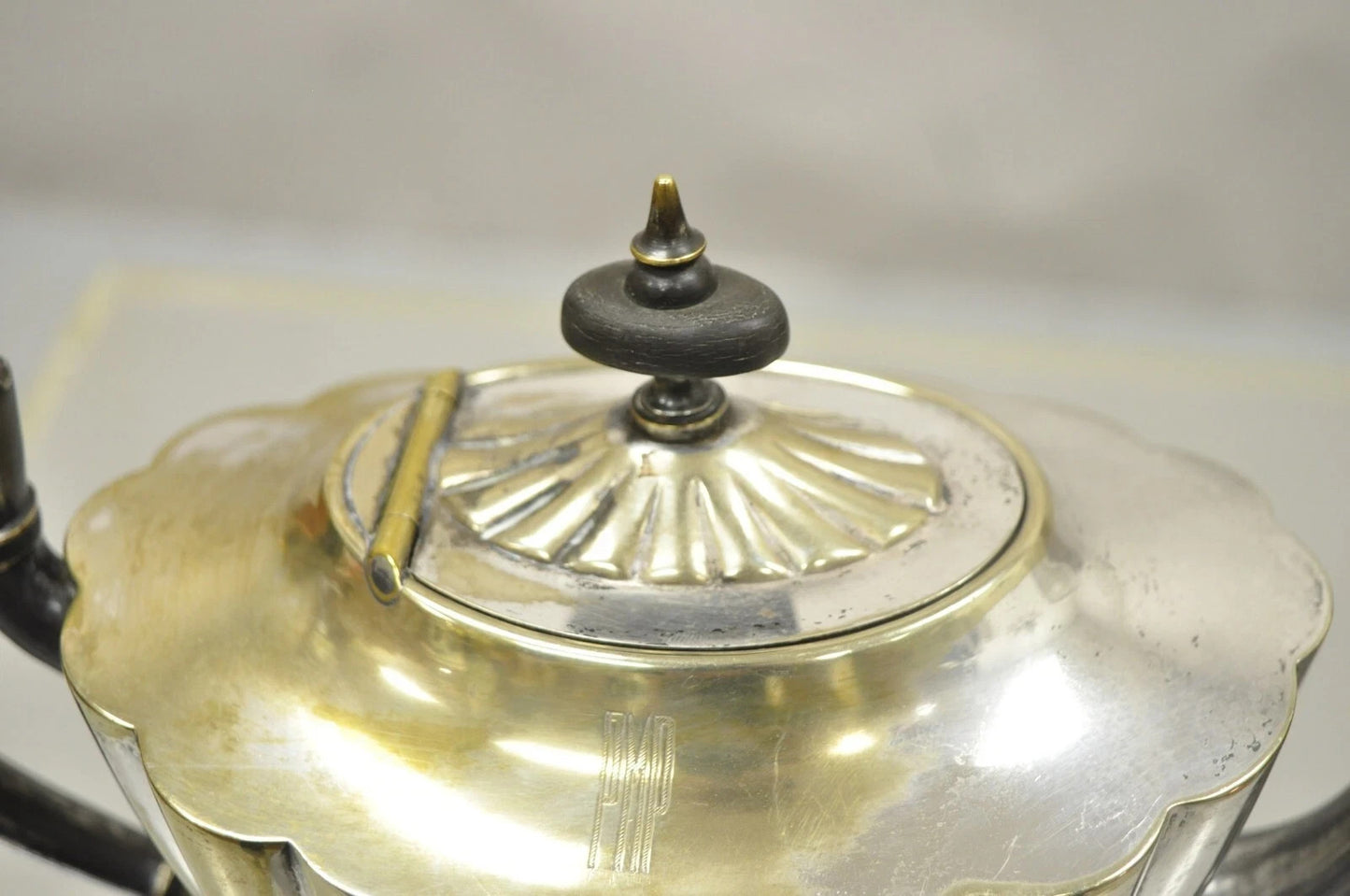Antique Victorian L.B.S. Co England Silver Plated "PMP" Monogram Tea Pot