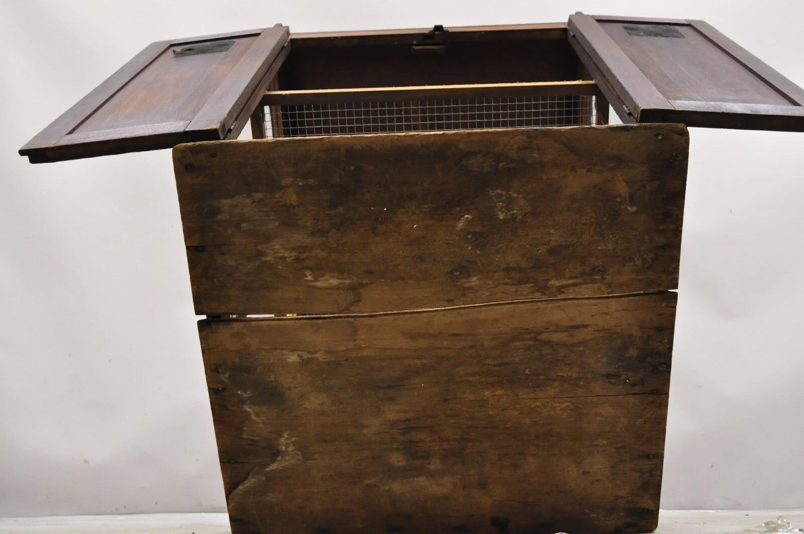 Antique Wood & Glass Counter Top Display County Store Pie Safe Retail Cabinet