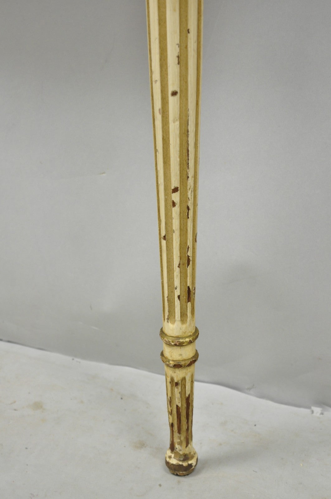 Vintage French Provincial Louis XVI Distress Cream Painted Wall Console Table