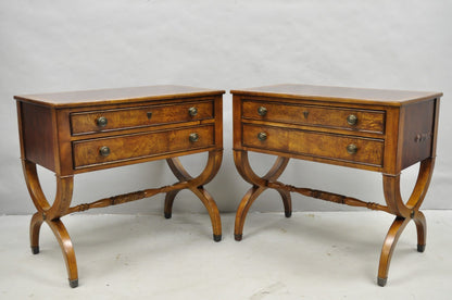 Ethan Allen Townhouse 2 Drawer Night Table Nightstand Curule Regency Style, Pair